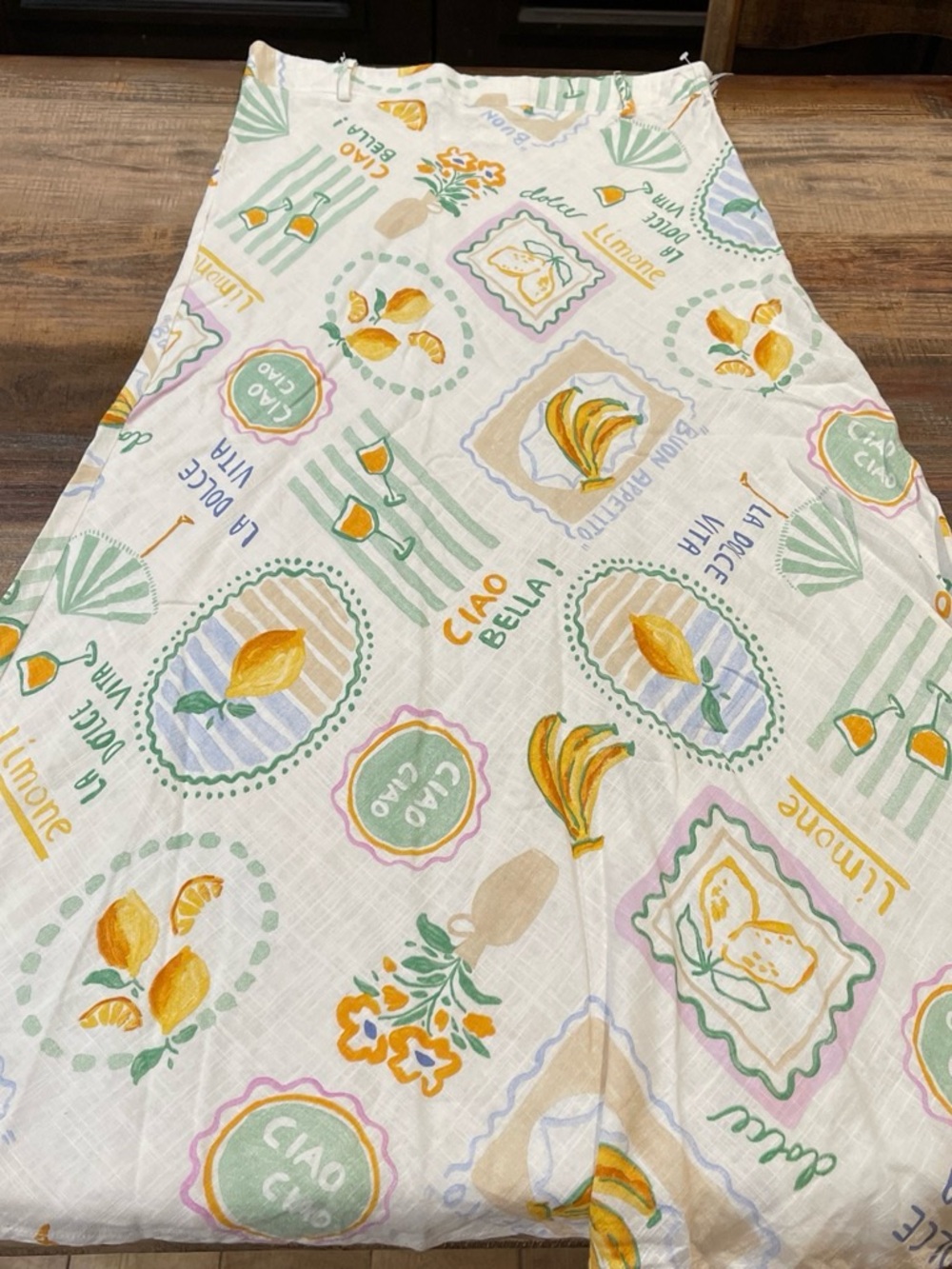 Paper Heart Citrus Print Linen Skirt - Pastel Yellow & Green
